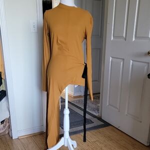 Rosetta Getty Mustard Asymmetrical Dress